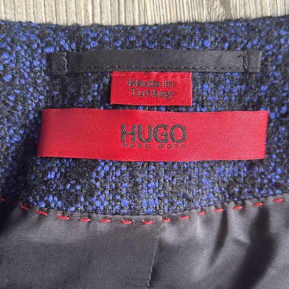 HUGO Hugo Boss Women’s Black And Blue Blazer with Off Center Zipper And Pockets - Picture 6 of 12